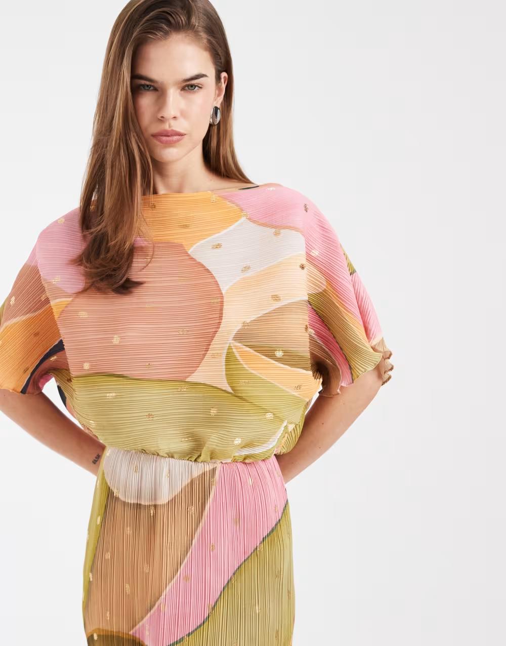 plisowana sukienka abstract print asymetria