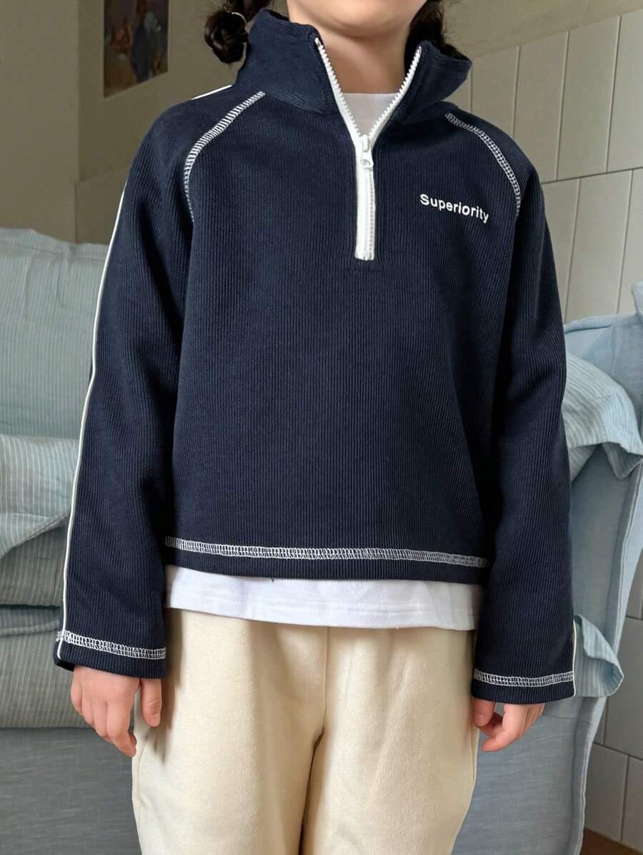 GRANATOWA BLUZA ZAMEK