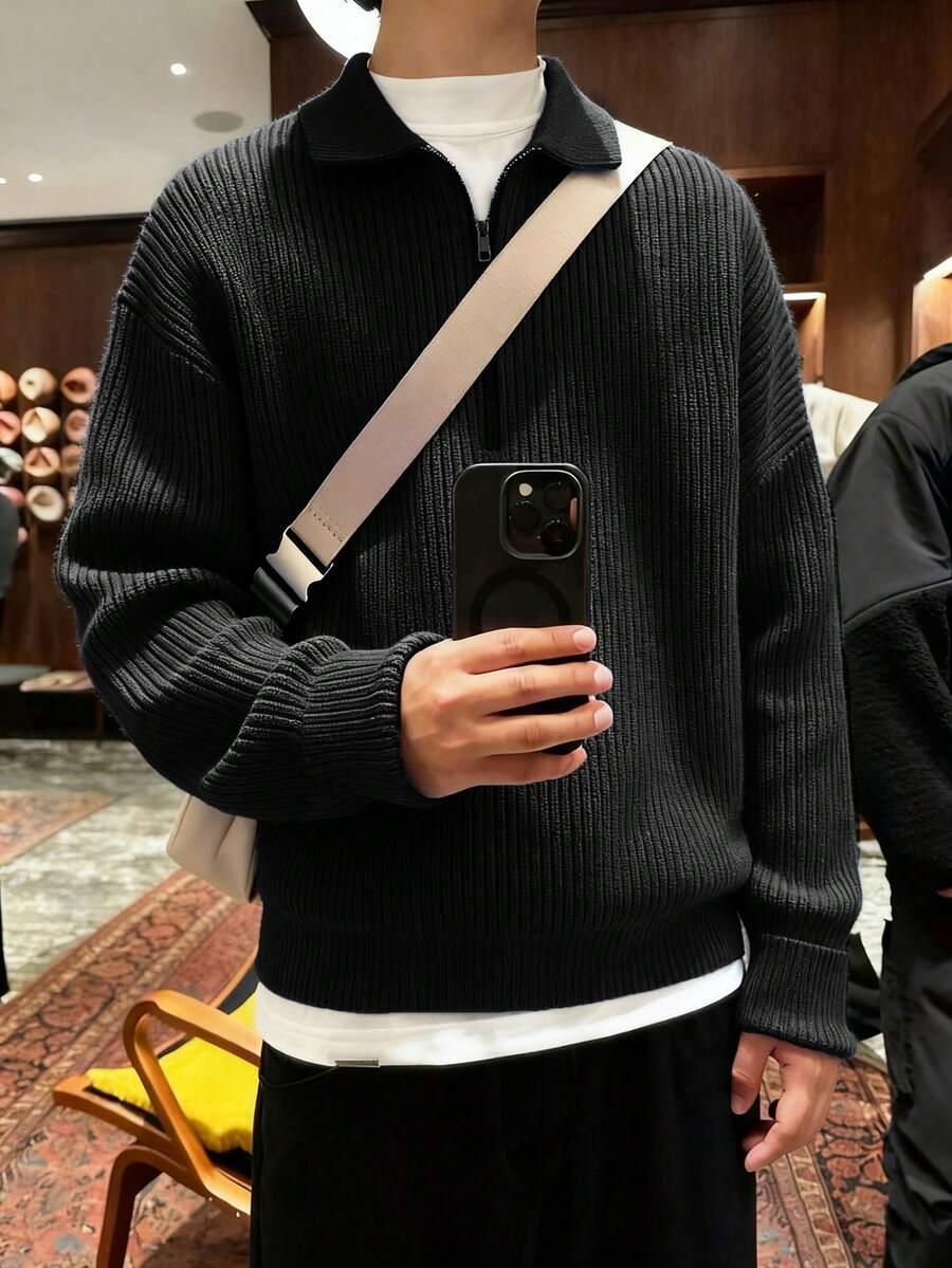 czarny sweter kołnierz zip