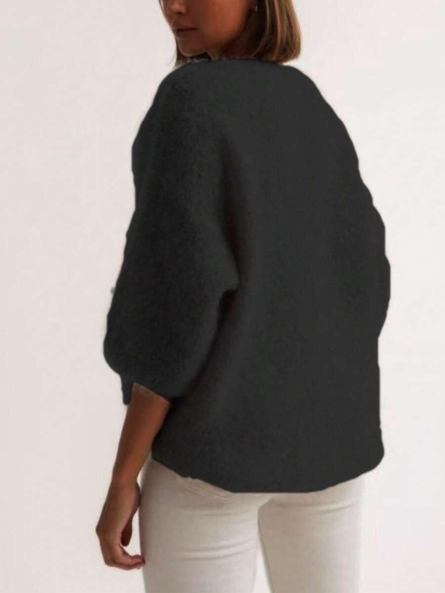 CZARNY SWETER V-NECK