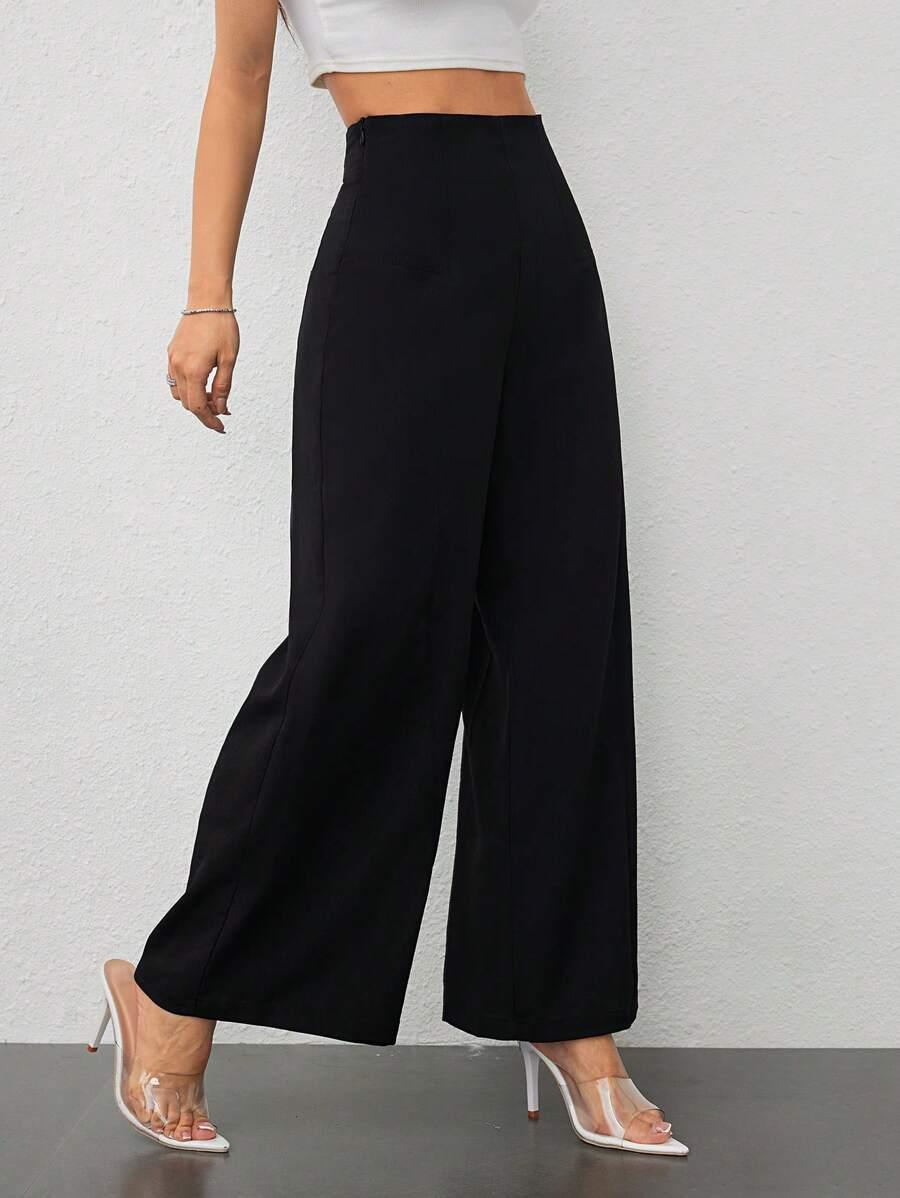 CZARNE SPODNIE SZEROKIE NOGAWKI