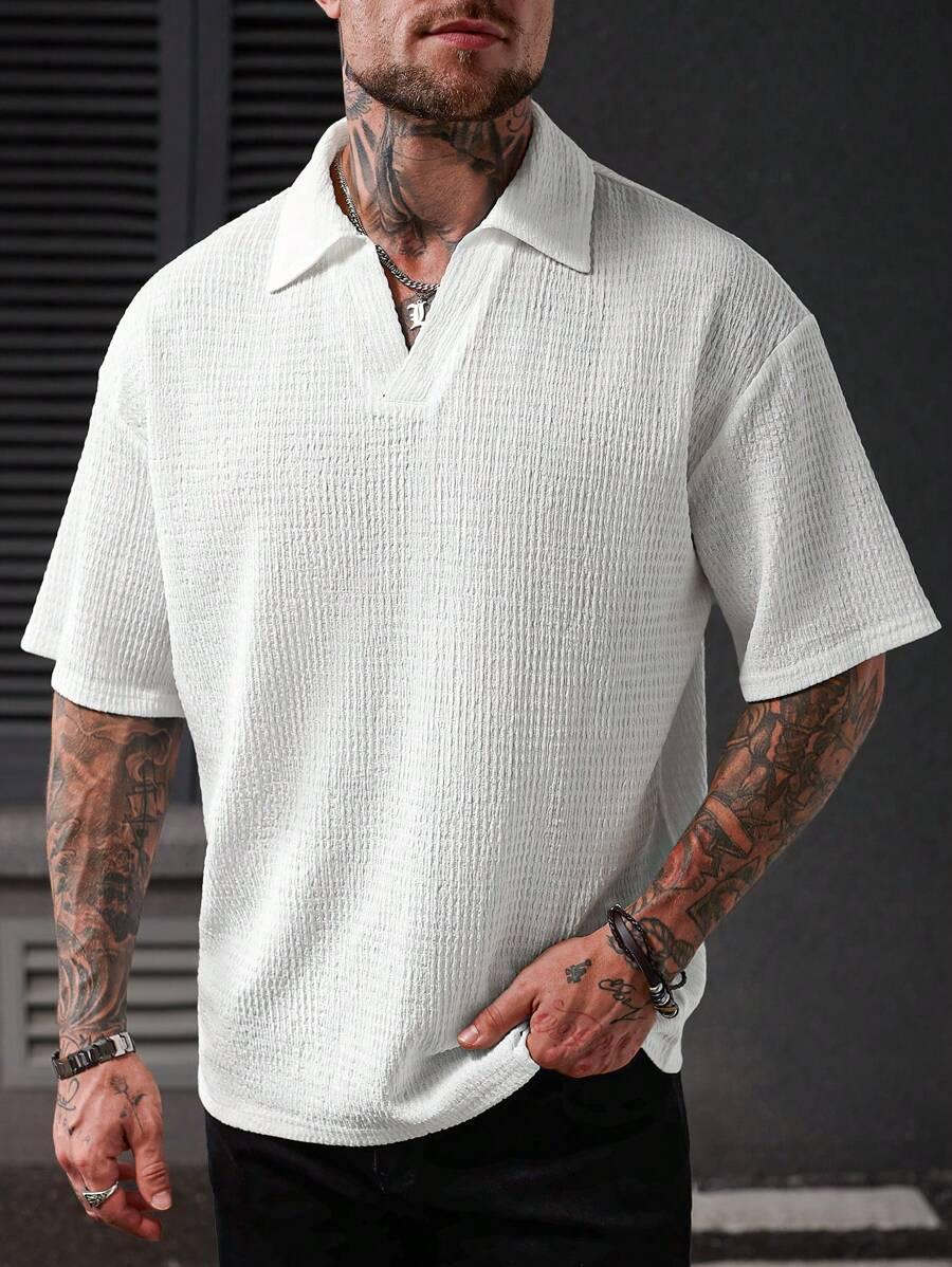 T-SHIRT MĘSKI BIAŁY DEKOLT SEREK 