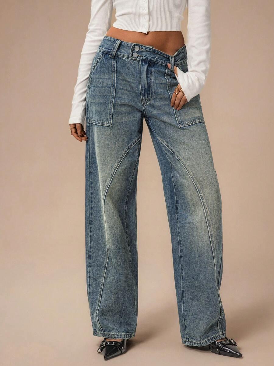 MOM JEANS DAMSKIE WYSOKI STAN BAWEŁNIANE