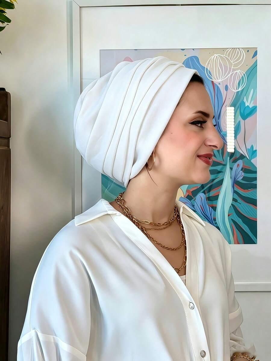 biały turban na głowę