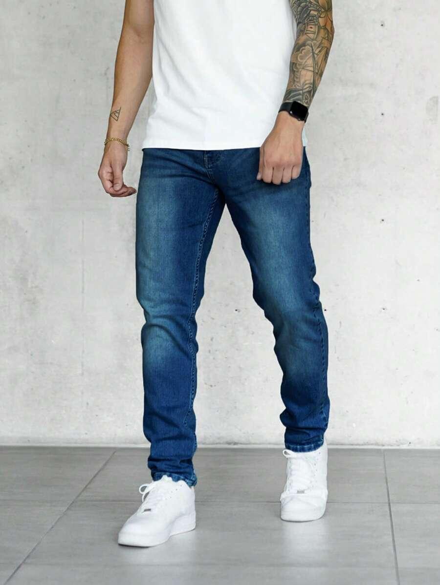 GRANATOWE SPODNIE JEANS