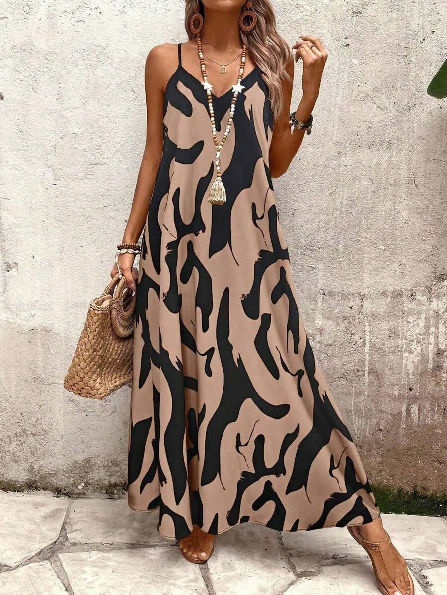 maxi sukienka na ramiączkach v neck