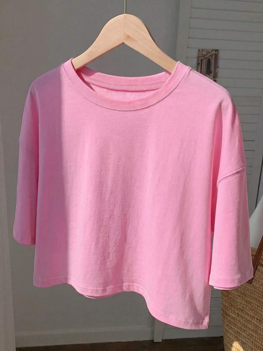 różowy t-shirt casual