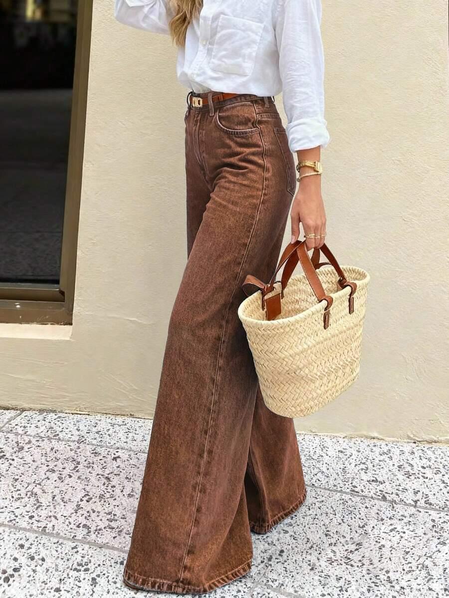 brązowe spodnie jeans