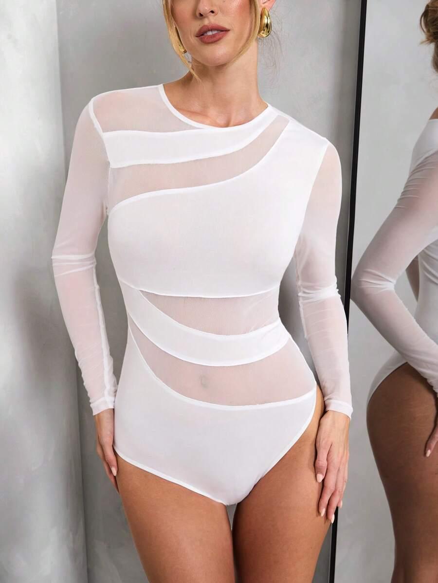 białe body siateczka 