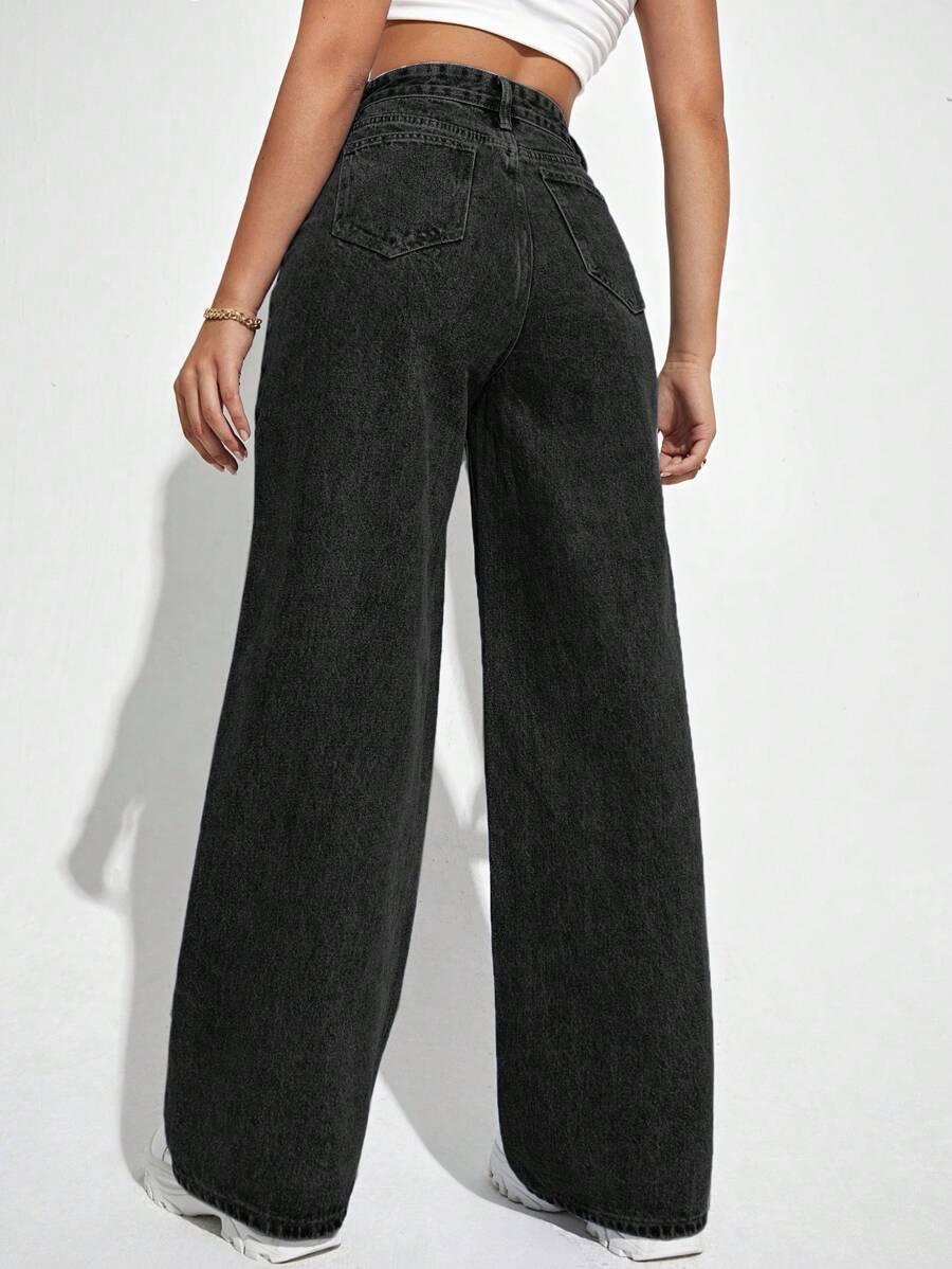 CZARNE PROSTE SPODNIE JEANS