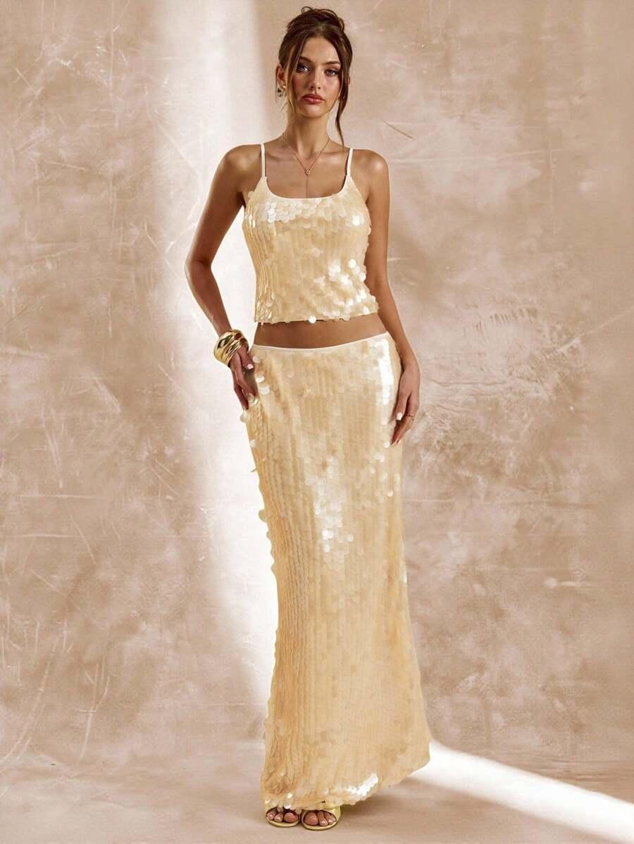 maxi spódnica cekiny