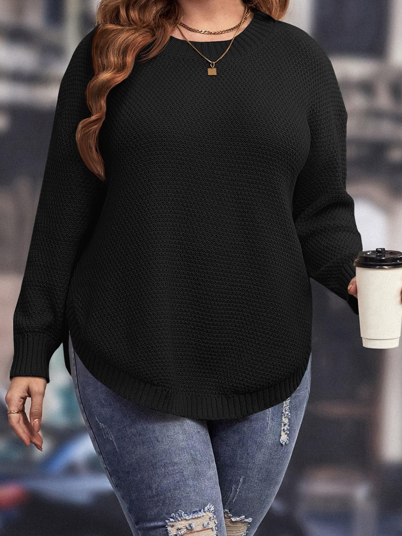 CZARNY SWETER DZIANINA 