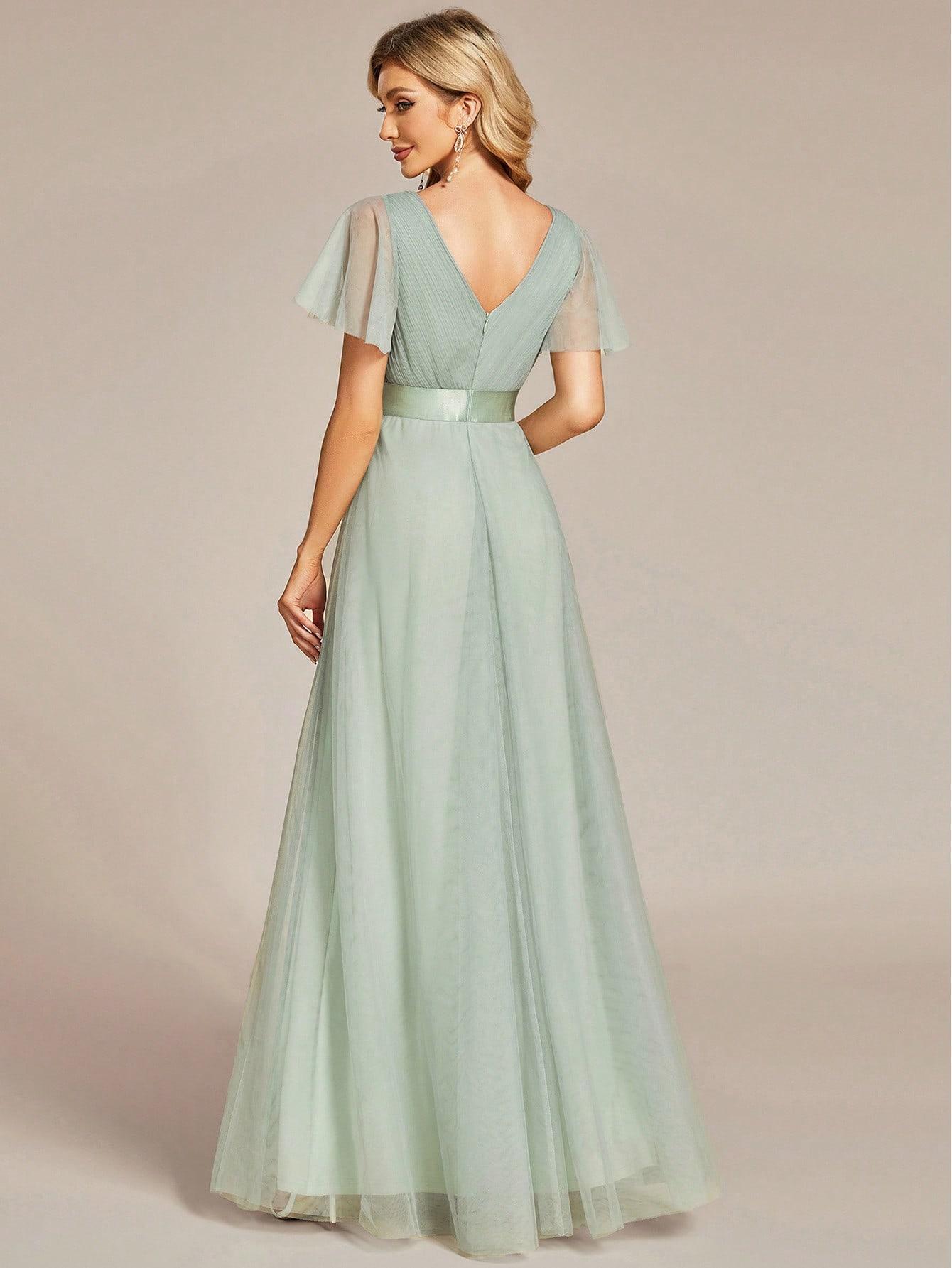 ZIELONA MAXI SUKIENKA V NECK