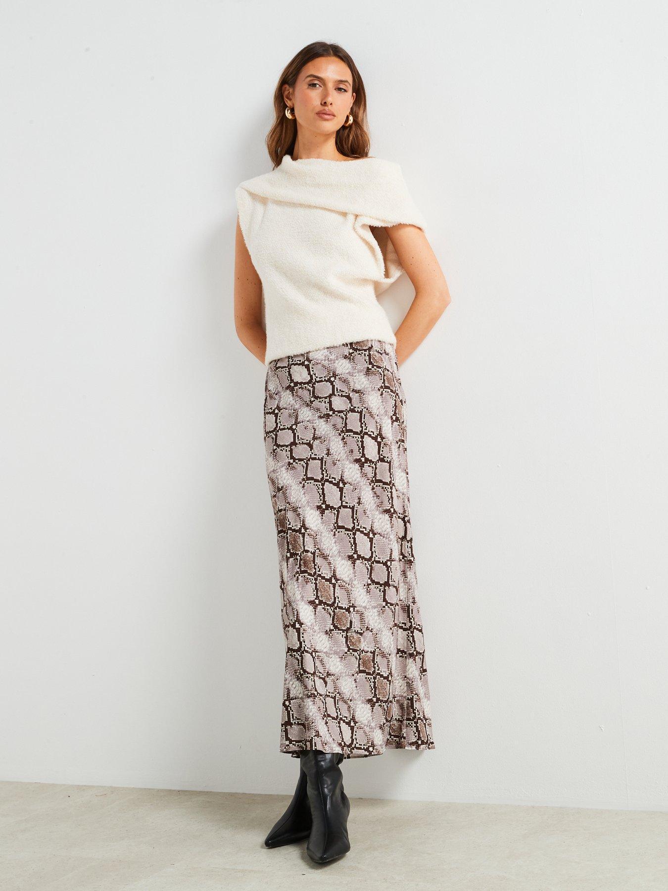 MANGO SPÓDNICA MAXI WĘŻOWY WZÓR