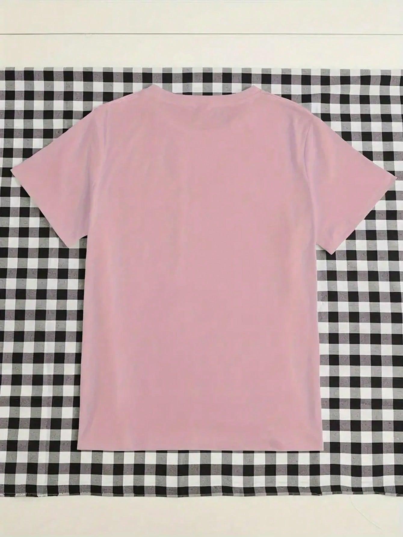różowy t-shirt nadruk