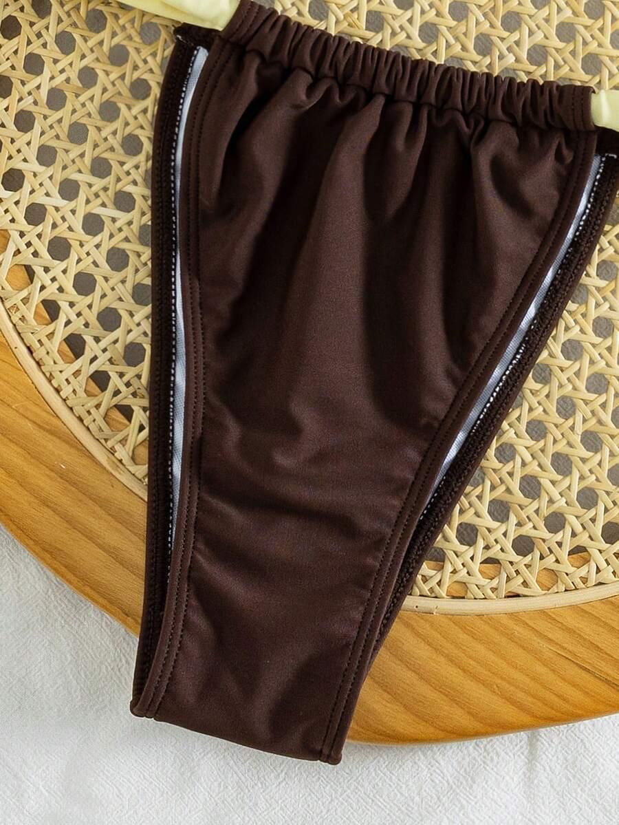 BRĄZOWY DWUCZĘŚCIOWY STRÓJ KĄPIELOWY