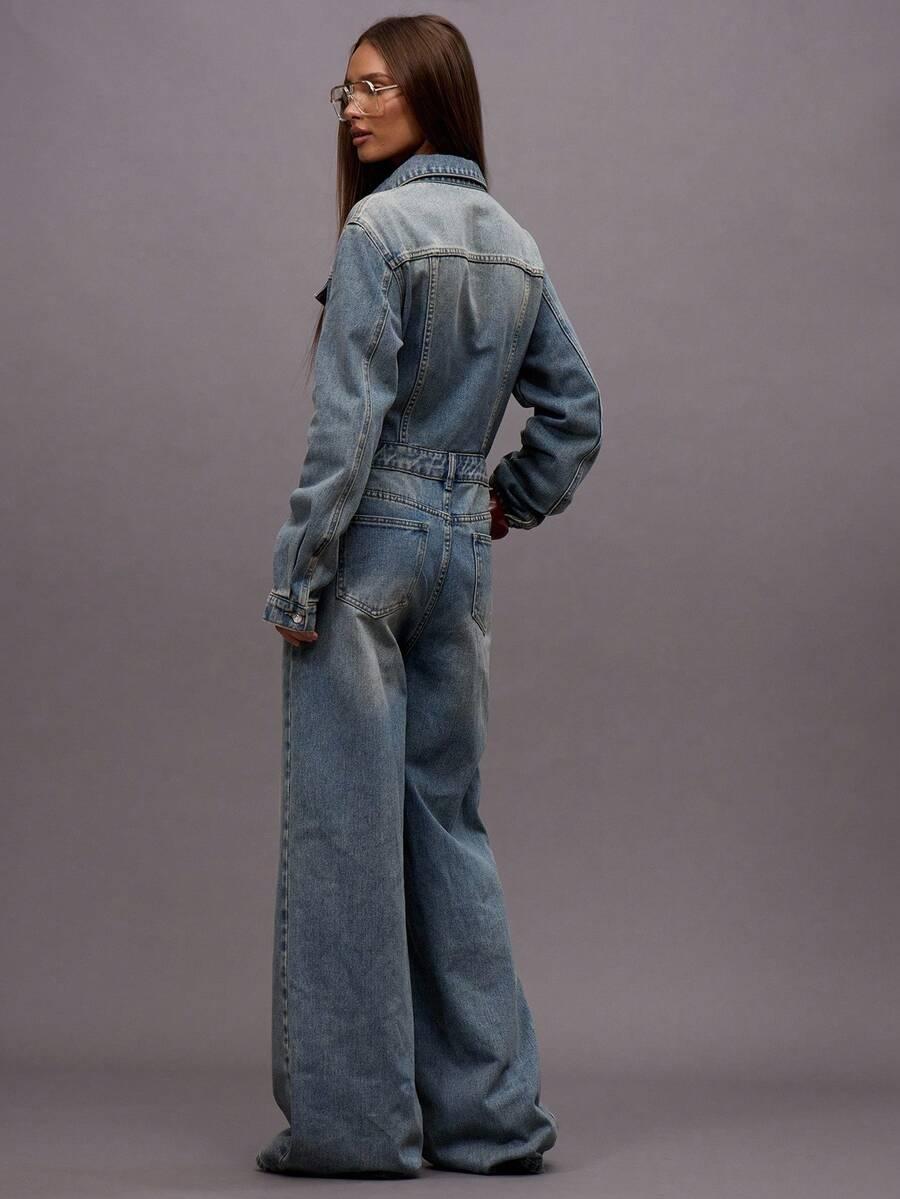 NIEBIESKI KOMBINEZON JEANS 