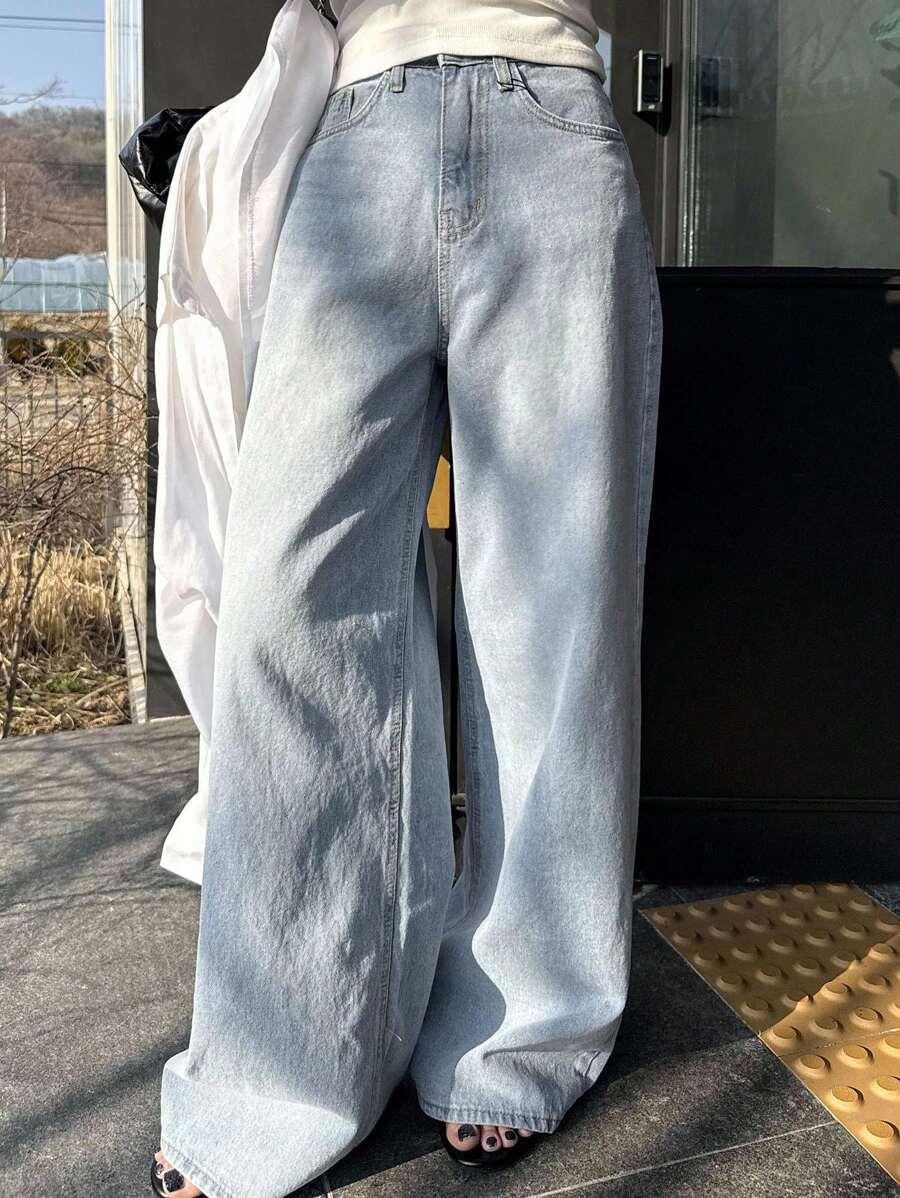 spodnie jeans szerokie nogawki 