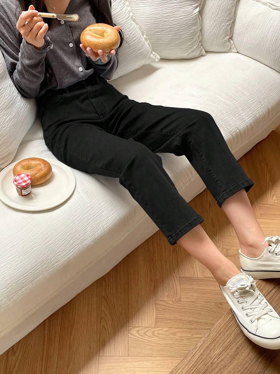 CZARNE SPODNIE JEANS WYSOKI STAN 