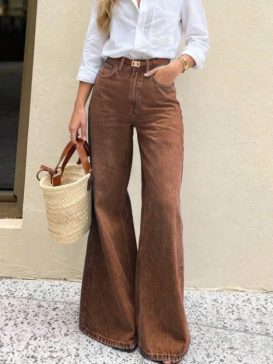brązowe spodnie jeans