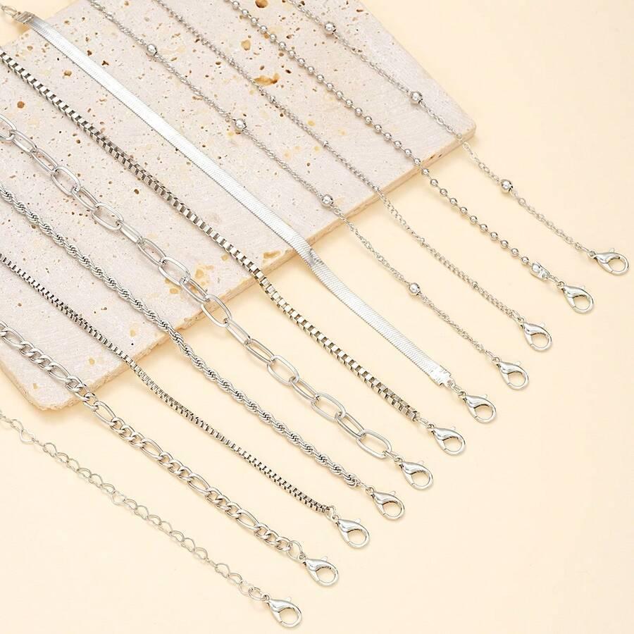 srebrne bransoletki 11-pack