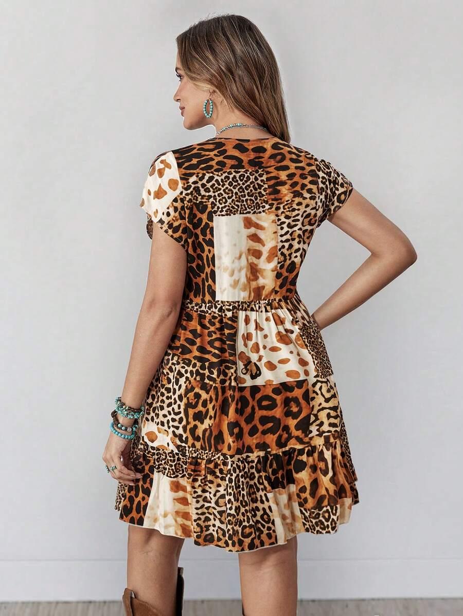 mini sukienka leopard print