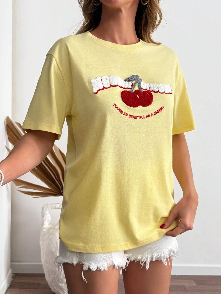 żółty t-shirt nadruk