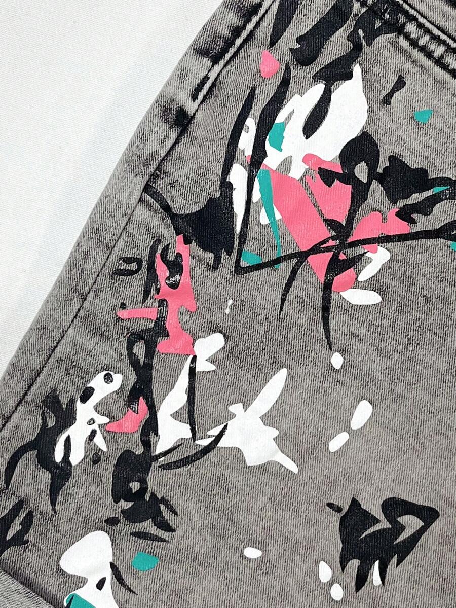czarne krótkie spodenki jeans print