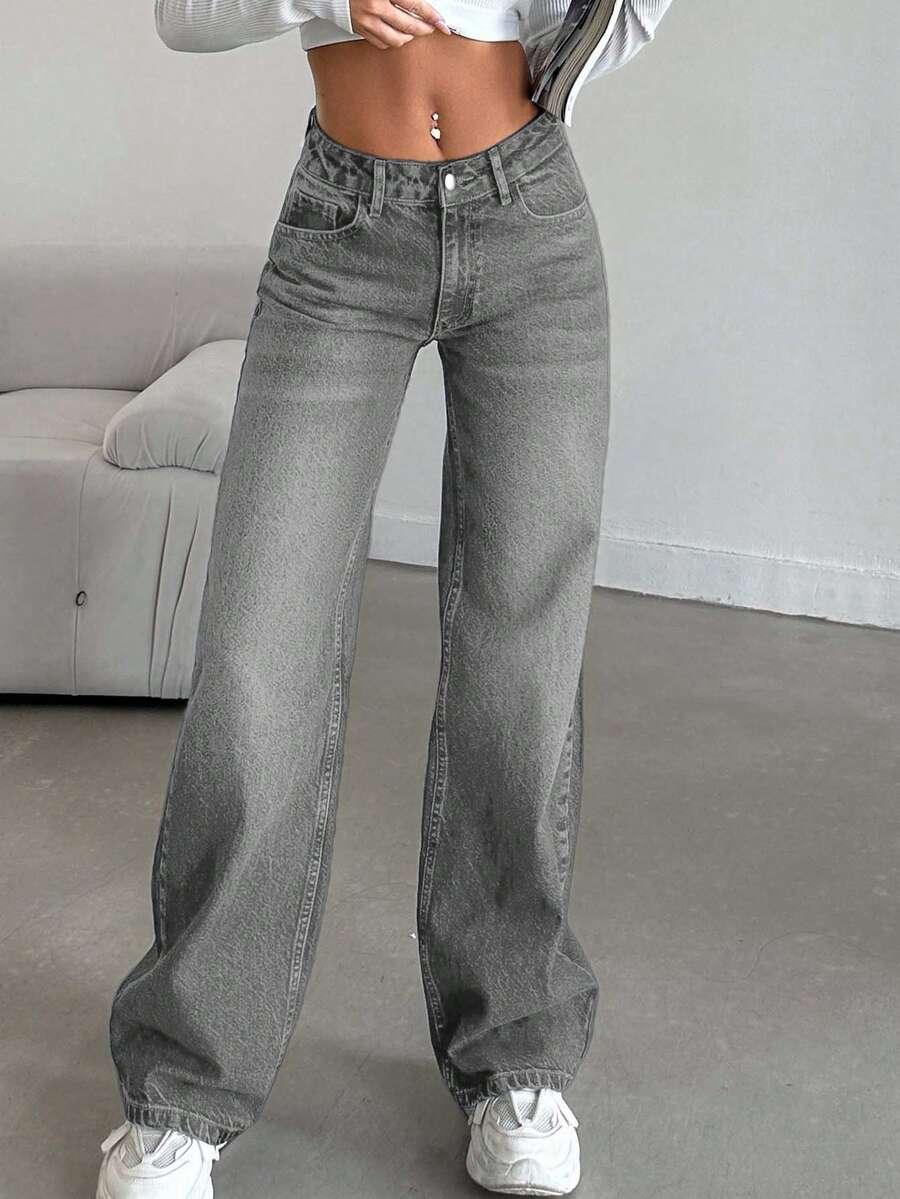 SZARE JEANSY ZAMEK 