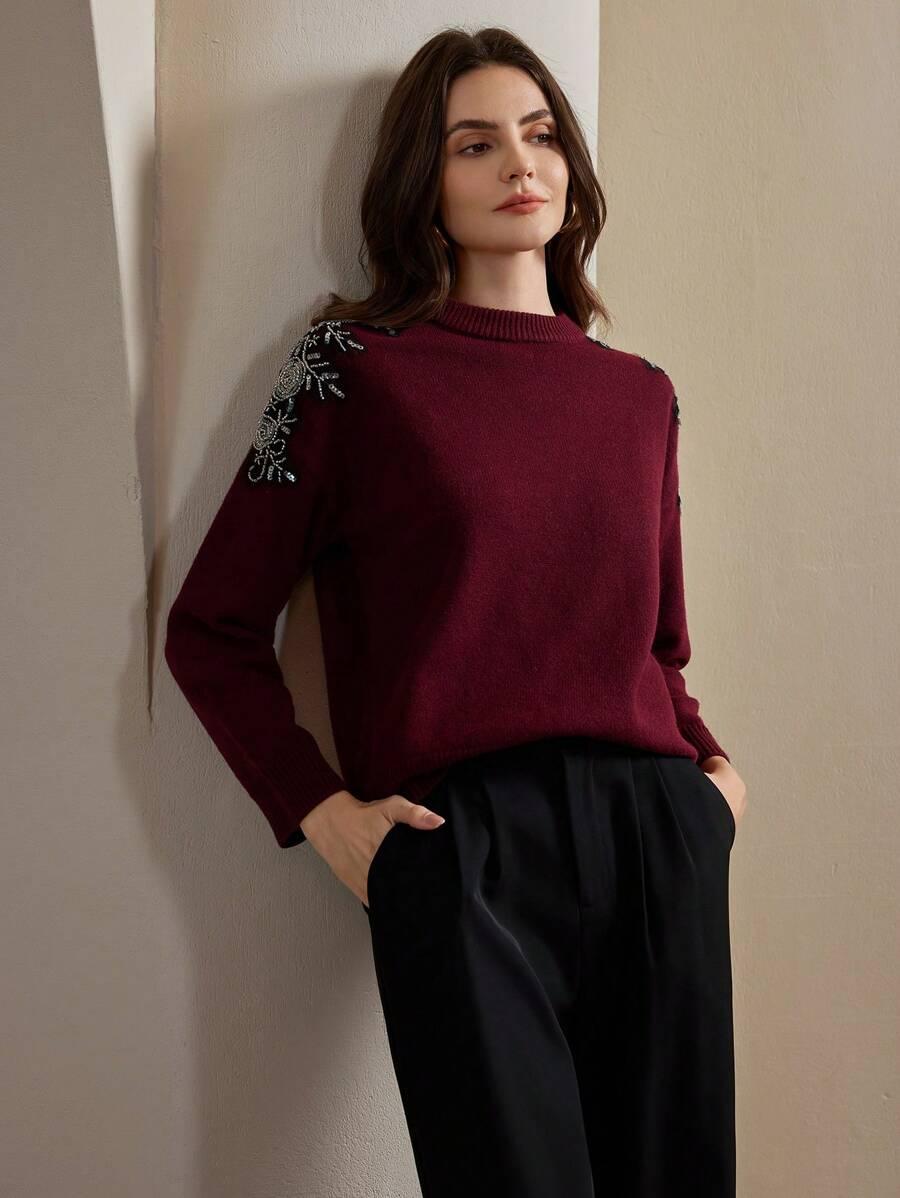 BORDOWY SWETER ZDOBIENIA