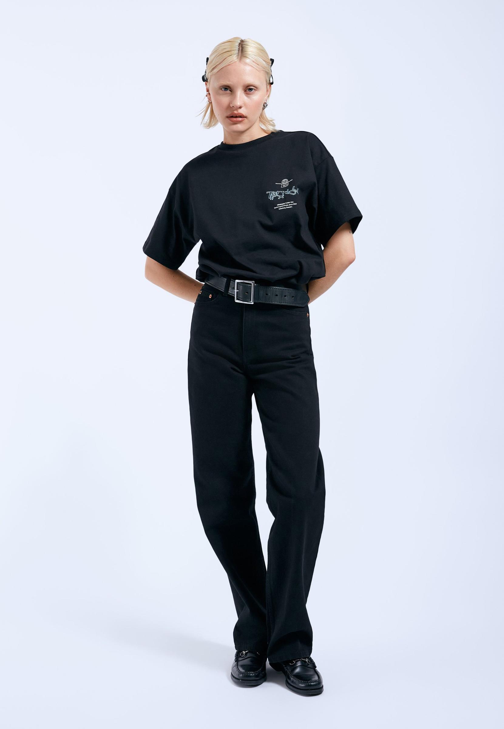 czarny t-shirt nadruk