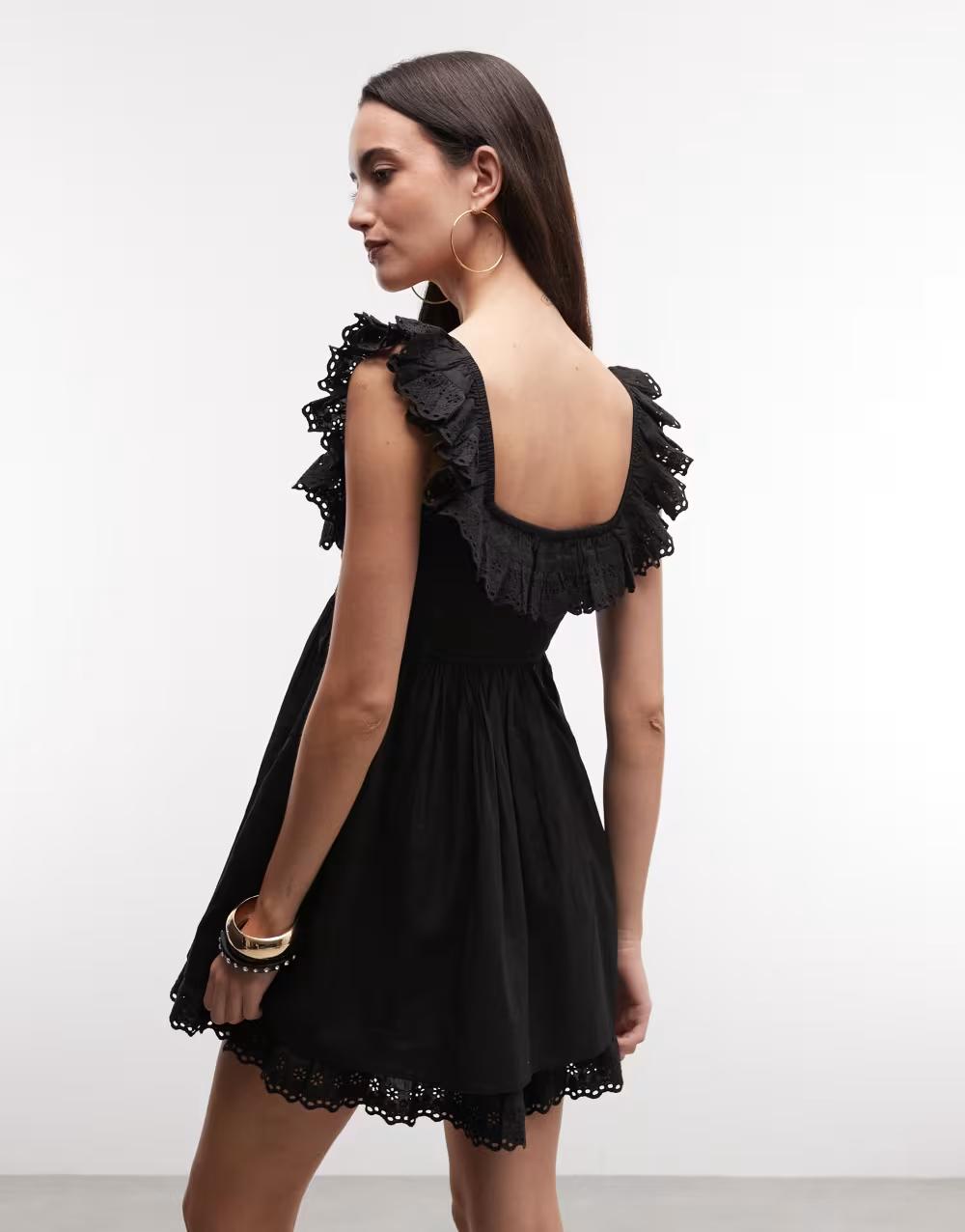 CZARNA MINI SUKIENKA HAFT