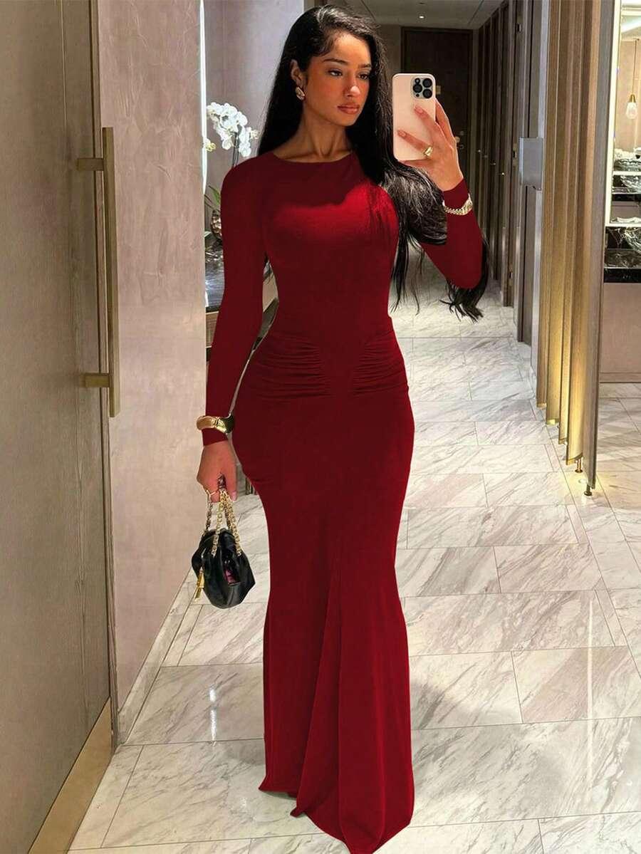 czerwona maxi sukienka