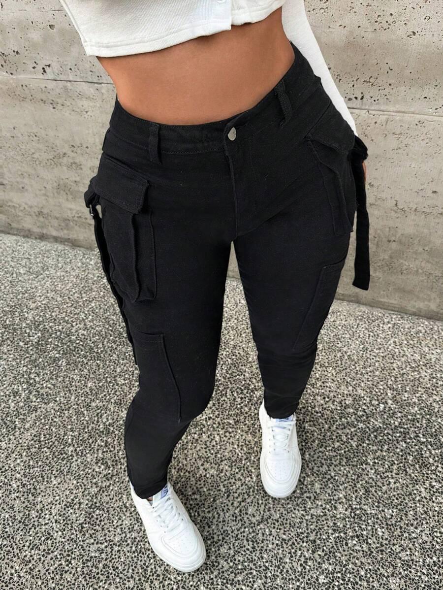 CZARNE SPODNIE JEANS