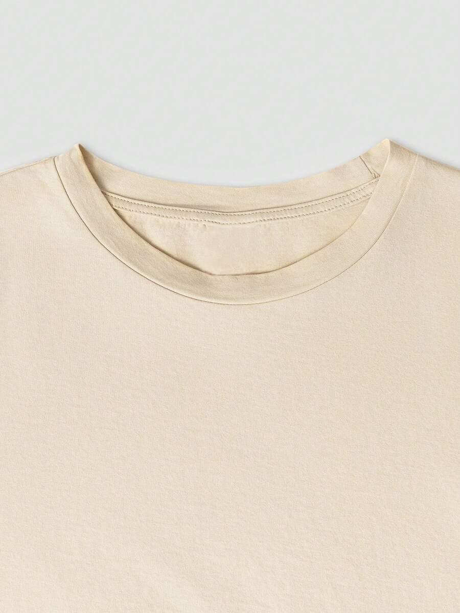 beżowy t-shirt nadruk