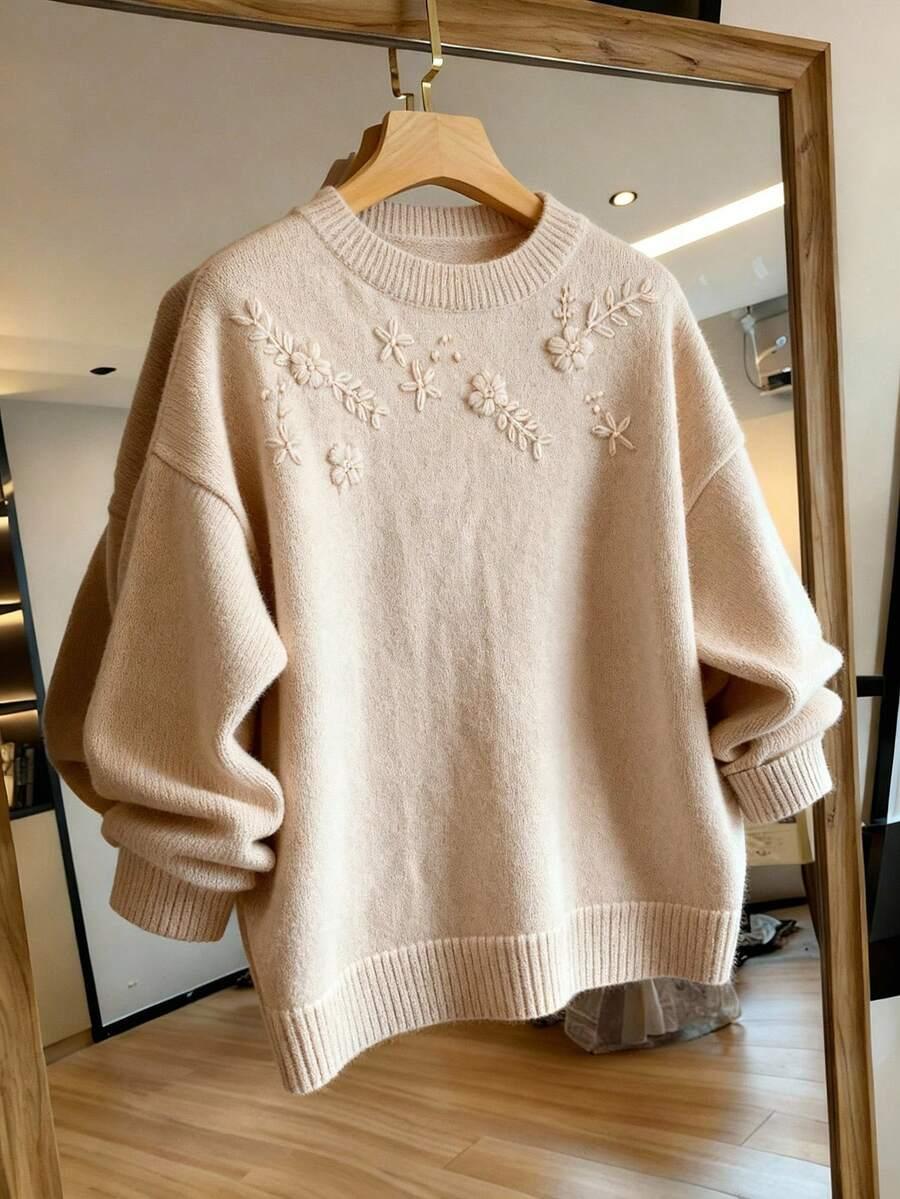 sweter haft kwiaty