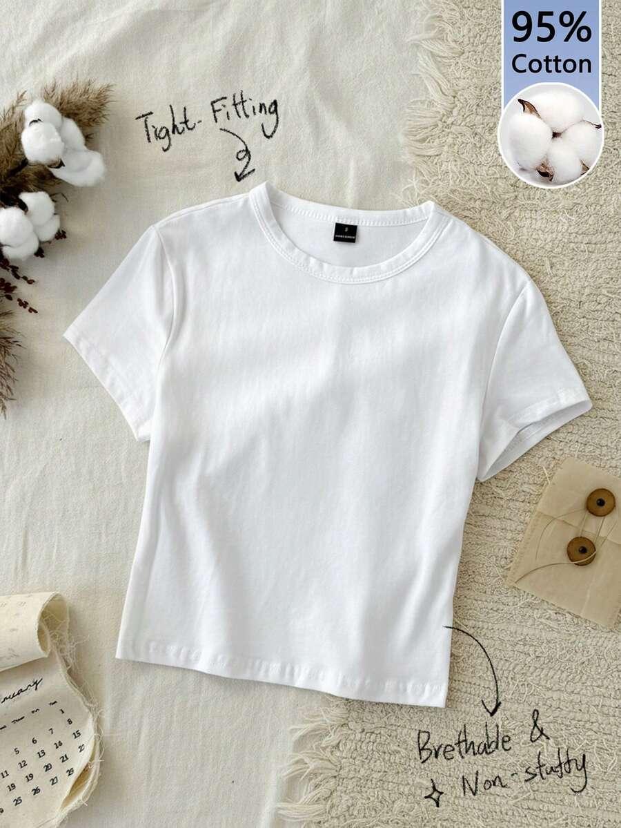 KLASYCZNY GŁADKI BIAŁY T-SHIRT BASIC