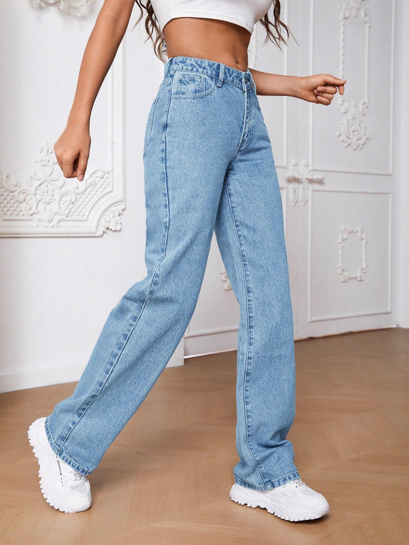 NIEBIESKIE SPODNIE JEANS SZEROKA NOGAWKA