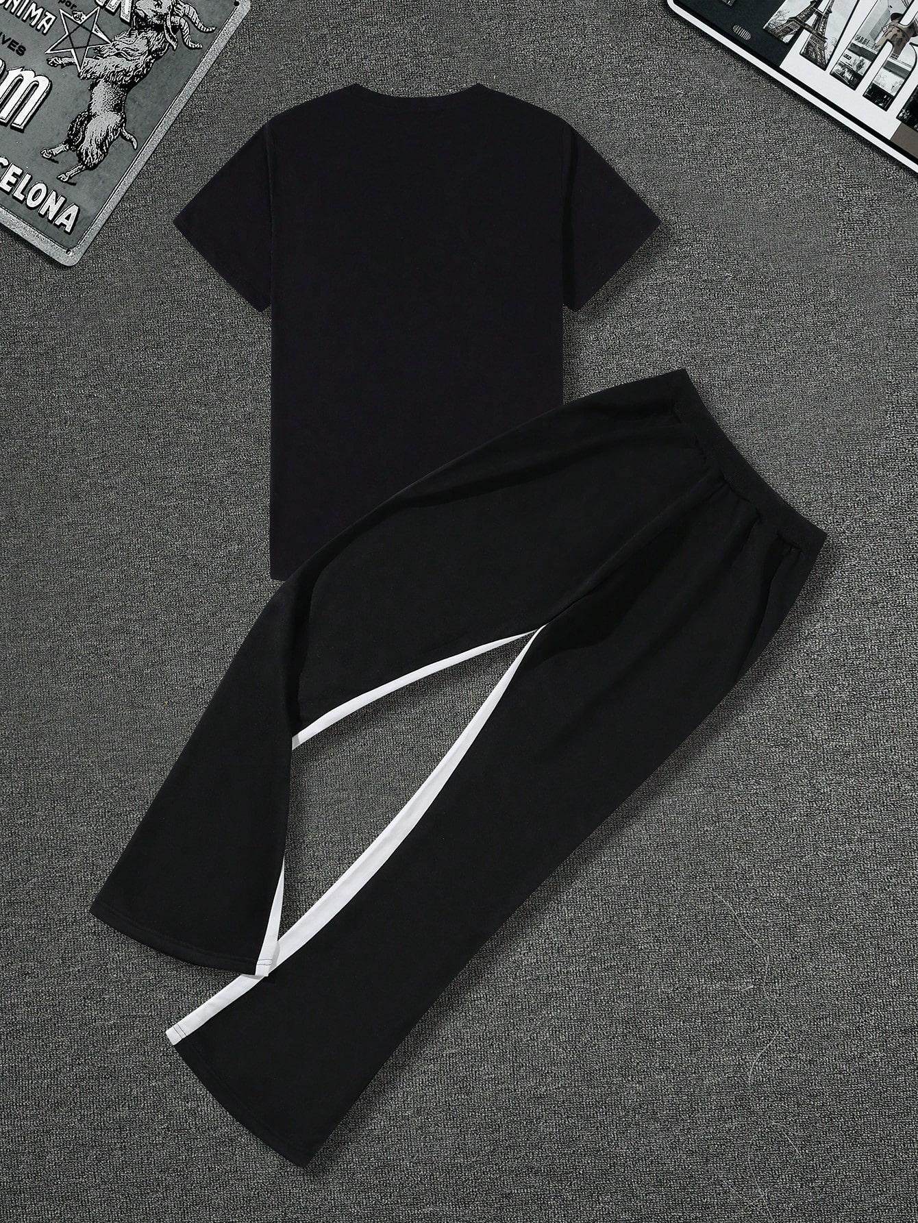 T-shirt spodnie komplet kontrast