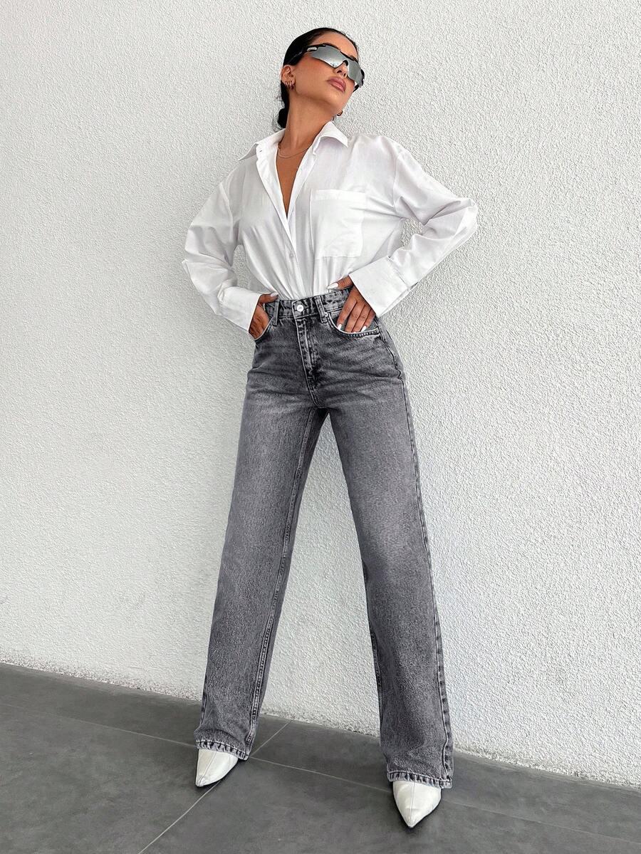 SZARE SPODNIE JEANS 