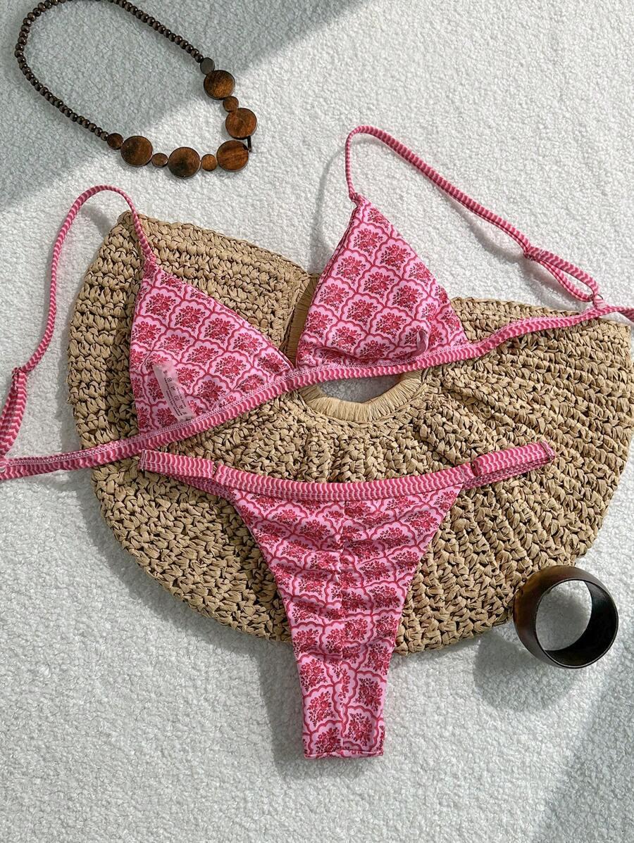 RÓŻOWY KOMPLET BIKINI PRINT