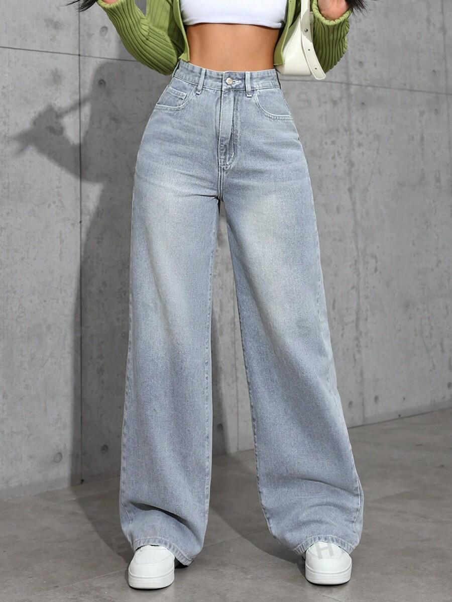 szare spodnie jeans wysoki stan