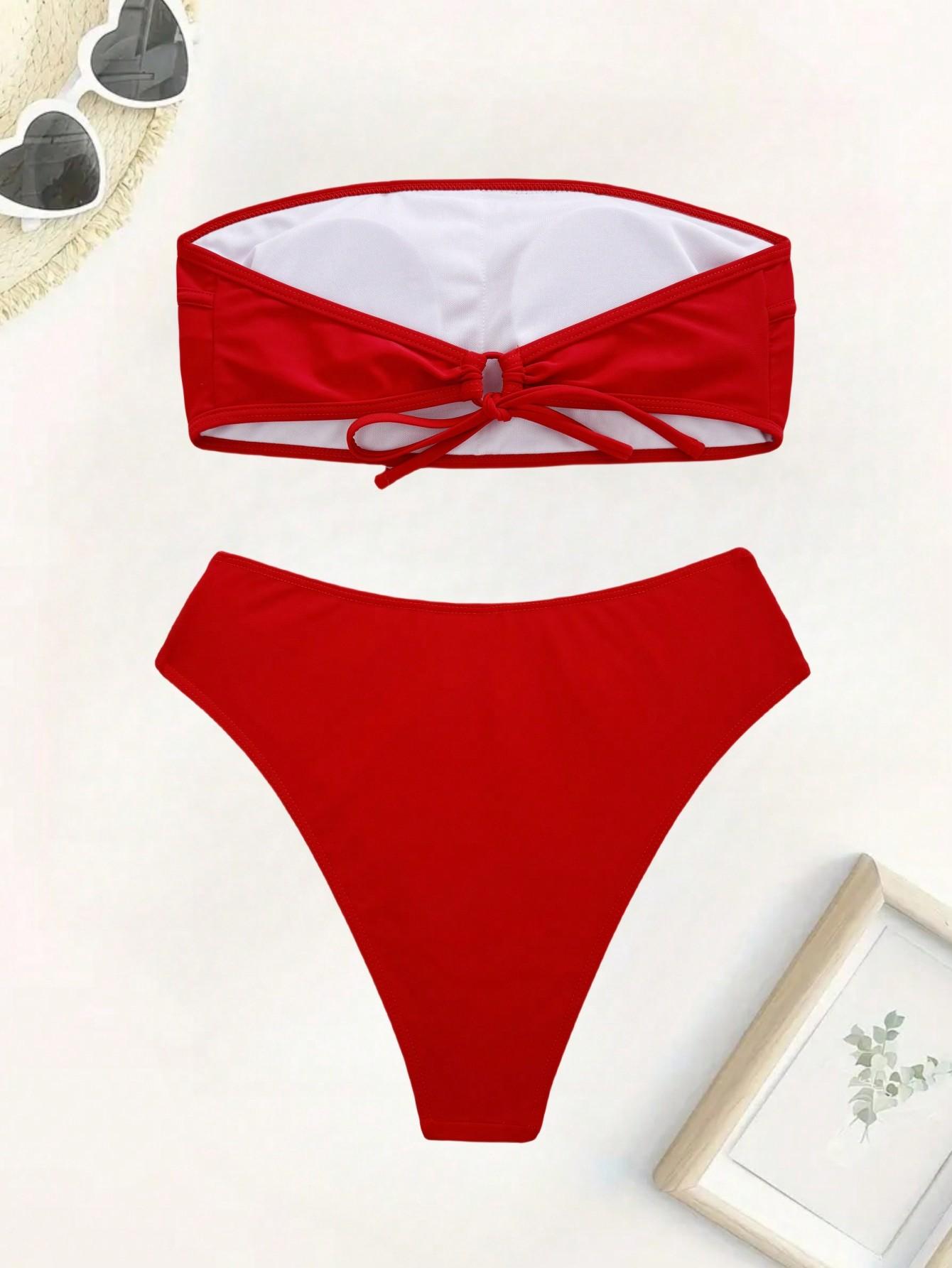 CZERWONY DWUCZĘŚCIOWY STRÓJ KĄPIELOWY