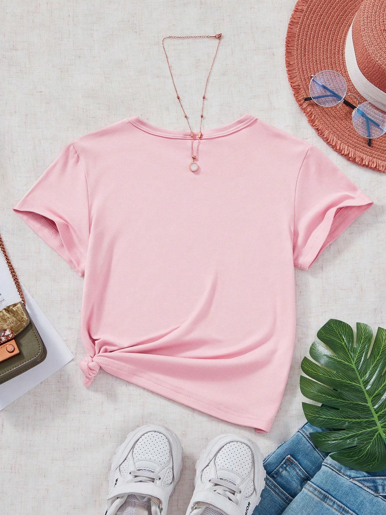 różowy t-shirt print