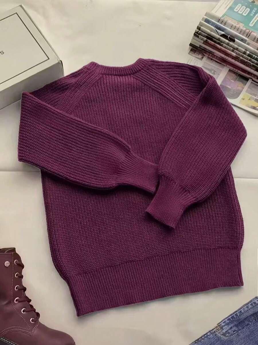 burgundowy sweter okrągły dekolt