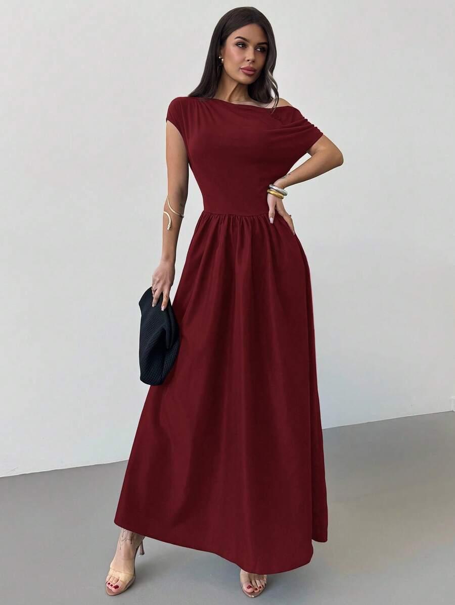 bordowa maxi sukienka