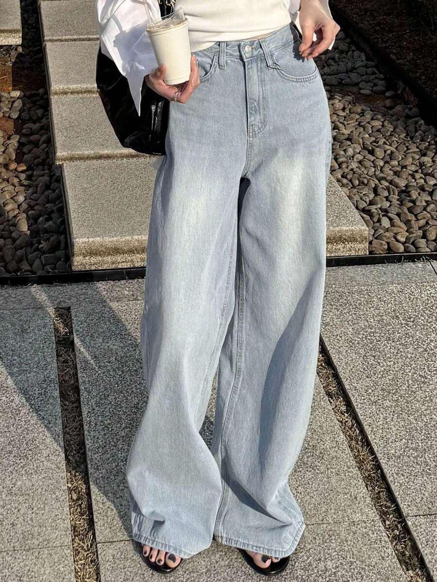 spodnie jeans szerokie nogawki 