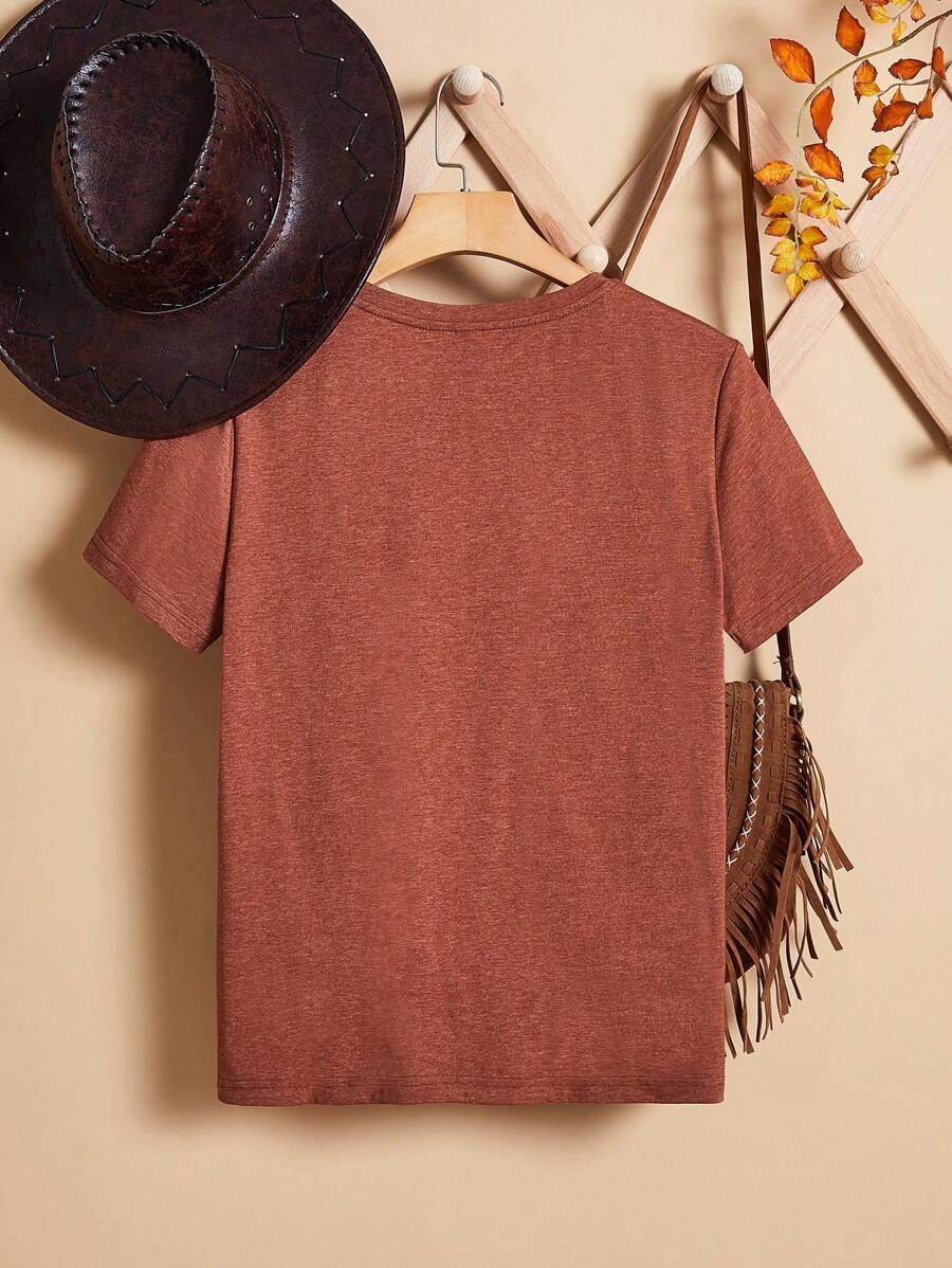 pomarańczowy t-shirt nadruk