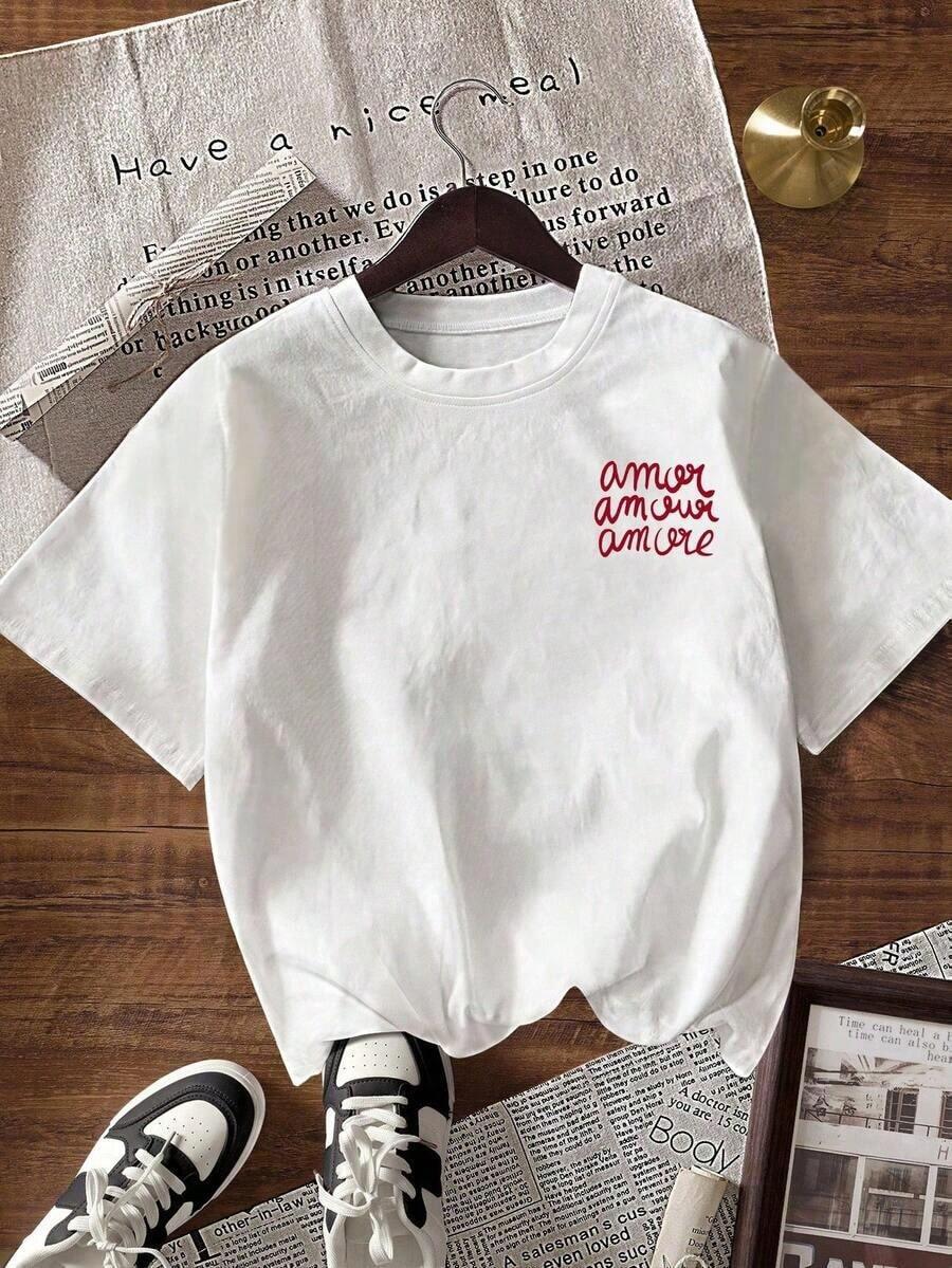 biały t-shirt nadruk