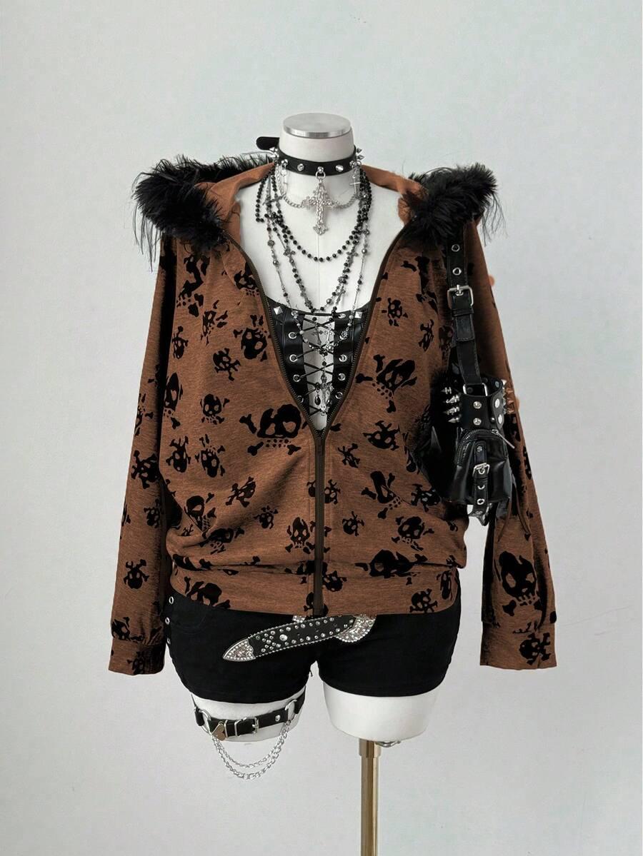 brązowa bluza print